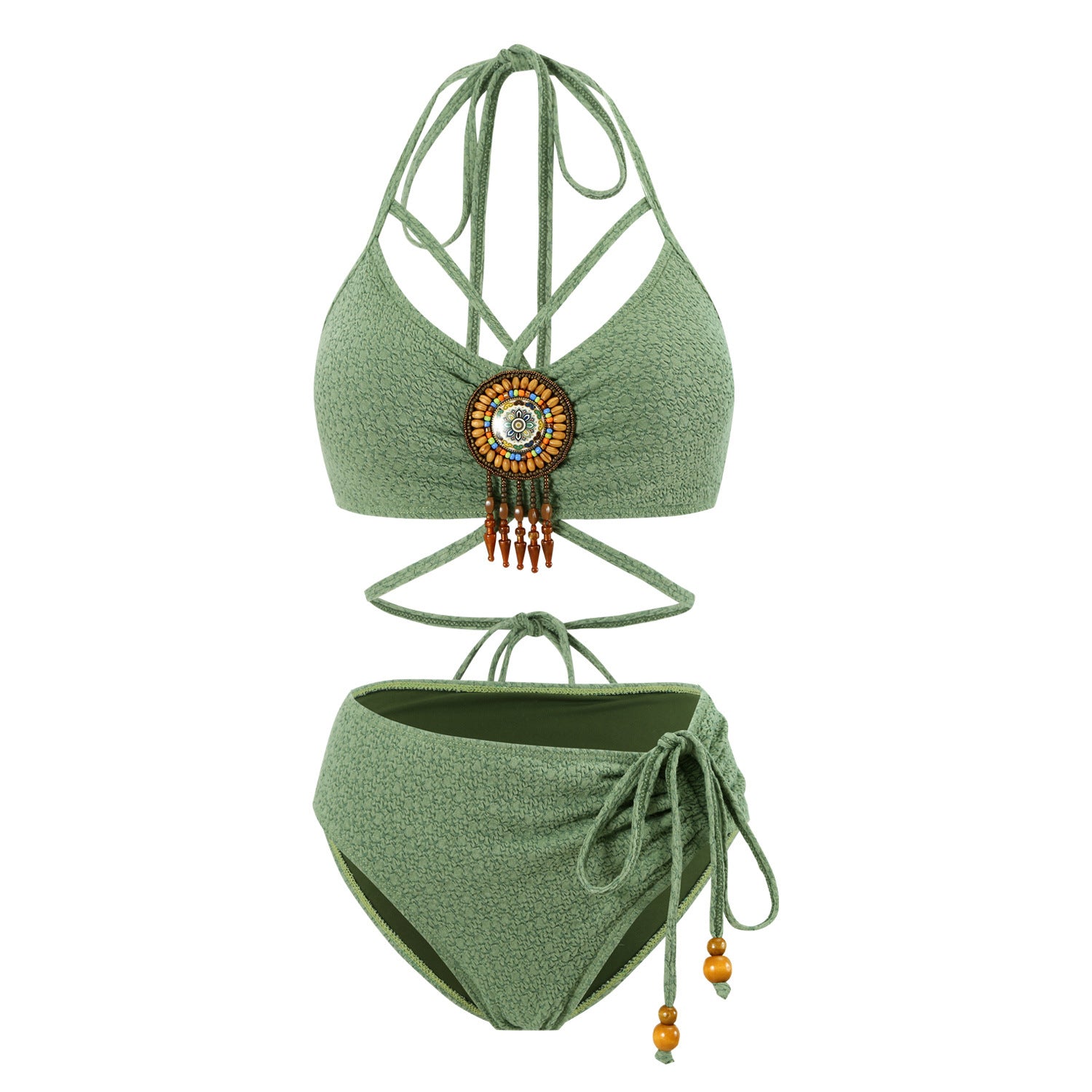 Chic Belted Bikini Set with Split Long Skirt, Swimwear for Women
