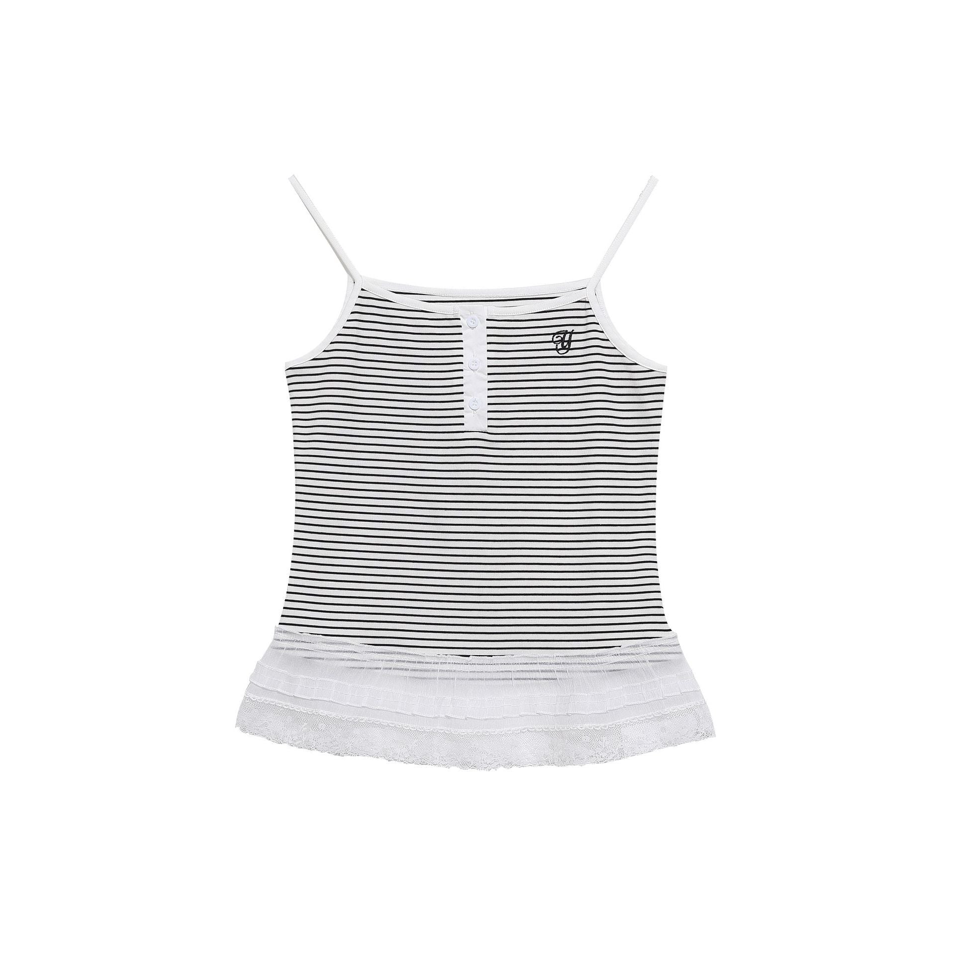 Embroidered Tank Top for Women, Lace Trimmed Hem, Fitted Slimming Inner Wear Sleeveless Top