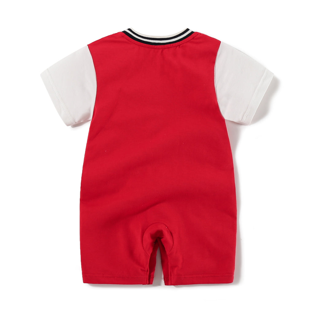 Short sleeved single breasted baby jumpsuit
