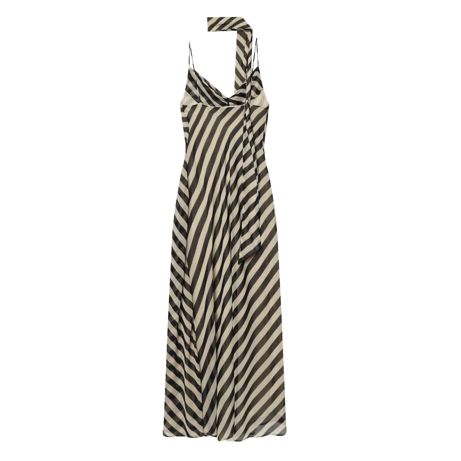 Striped ribbon decoration swing collar suspender long skirt