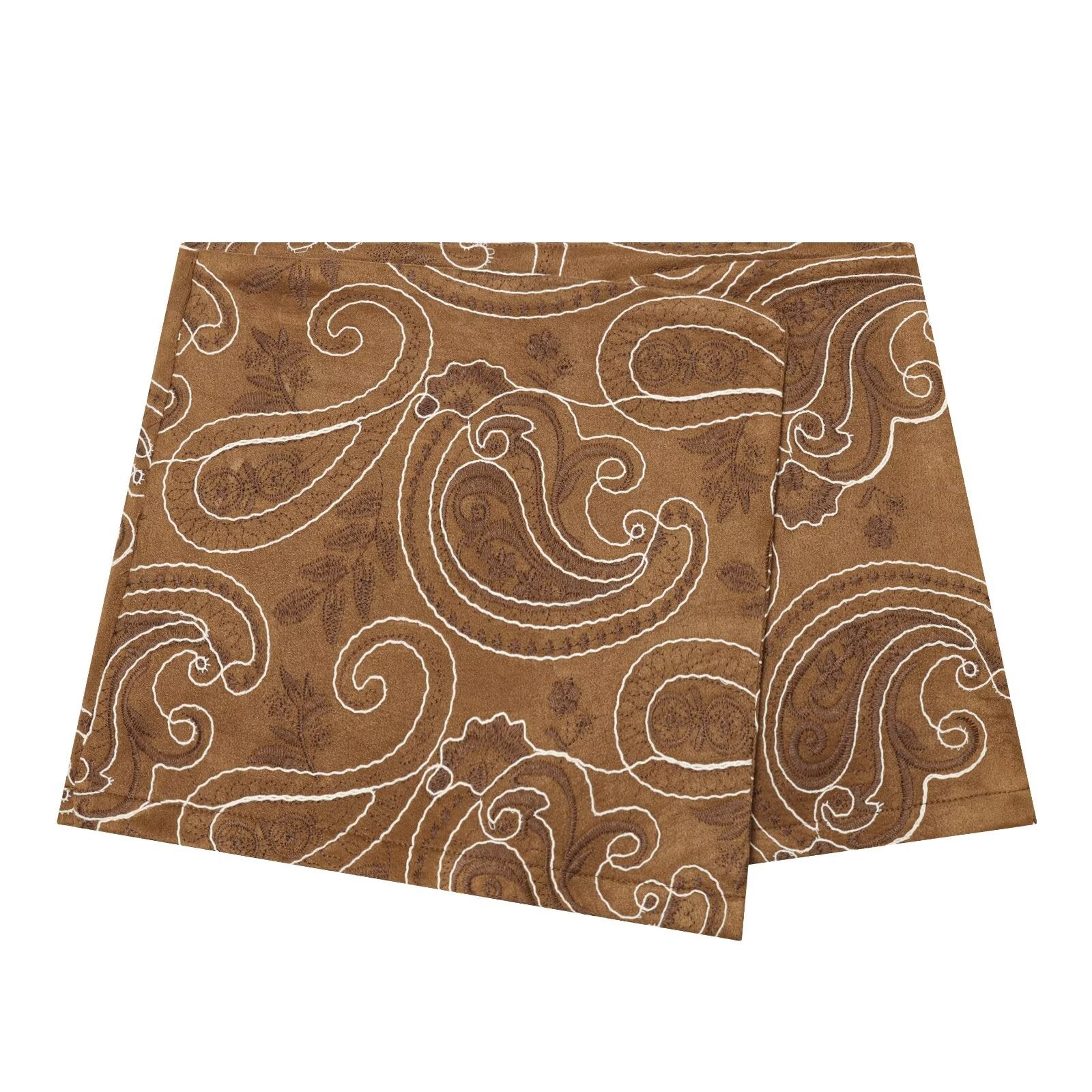 Spicy girl embroidery imitation suede leather skirt pants