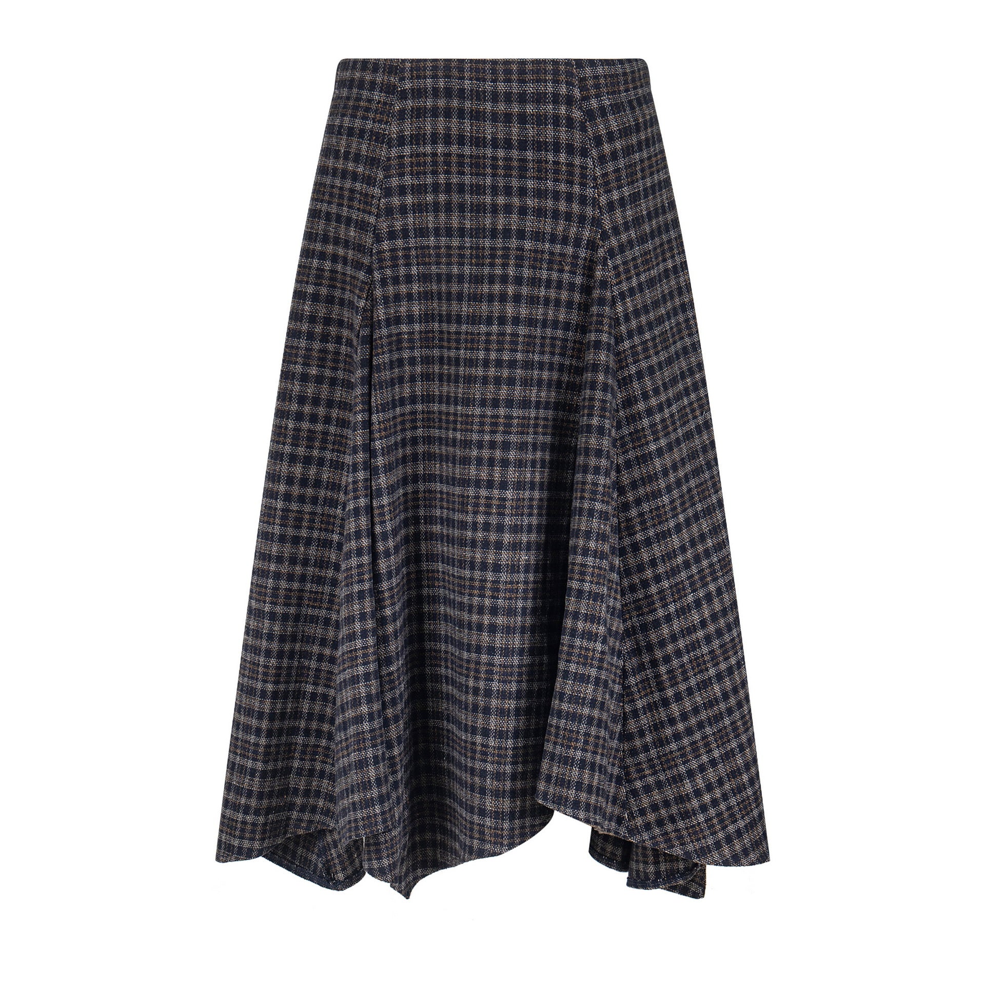 Wool Plaid Midi Skirt High Waist Drape Slimming A-Line Skirt College Style Women's Clothing