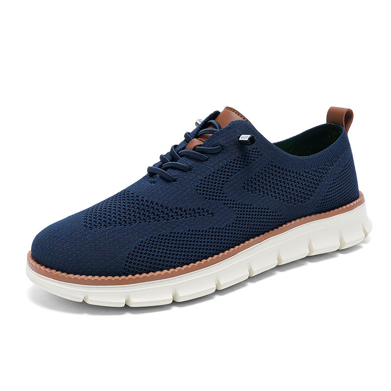 Lightweight lace up casual men's shoes breathable fly woven men's size