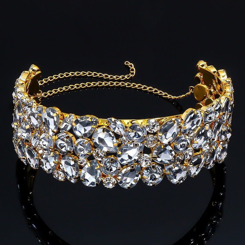 Exaggerated necklace design with a sense of temperament, water diamond droplet multi-layer necklace, summer women's fashion vers