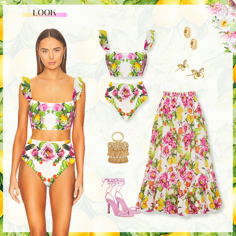 High Waist Printed Bikini Swimwear for Women,  Beach Swim Suit