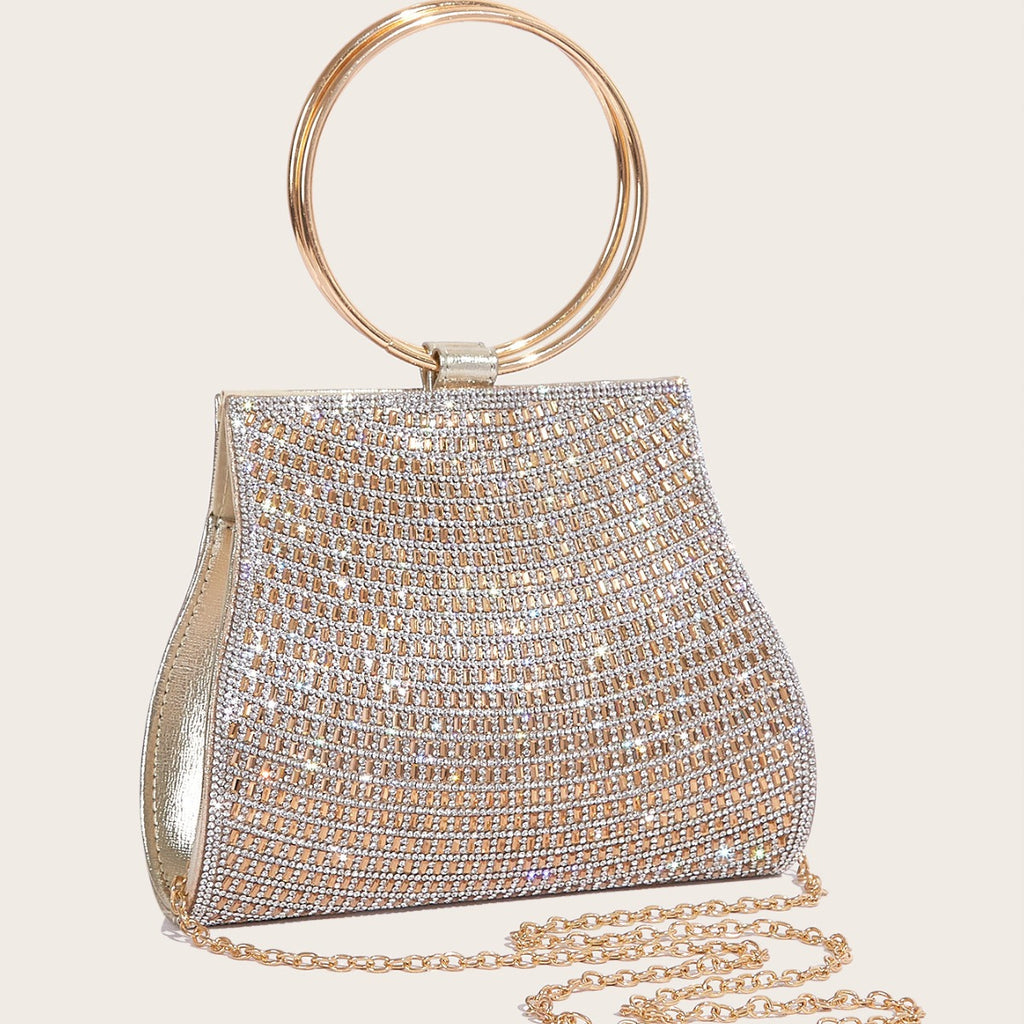 PU diamond bag magnetic buckle chain bag