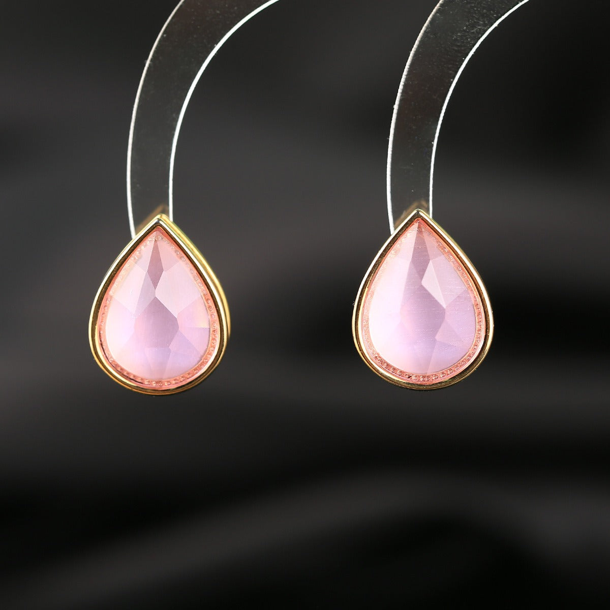 Micro inlaid water droplet zircon earrings for women plated with 18k gold