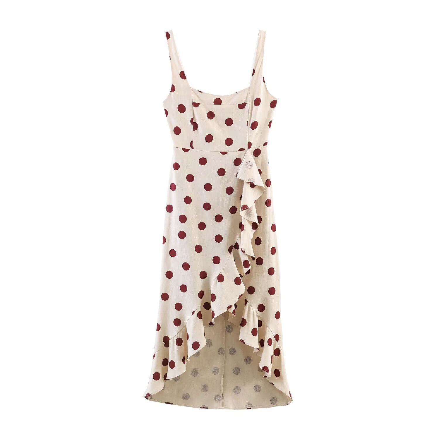 Irregular linen blended MIDI dress