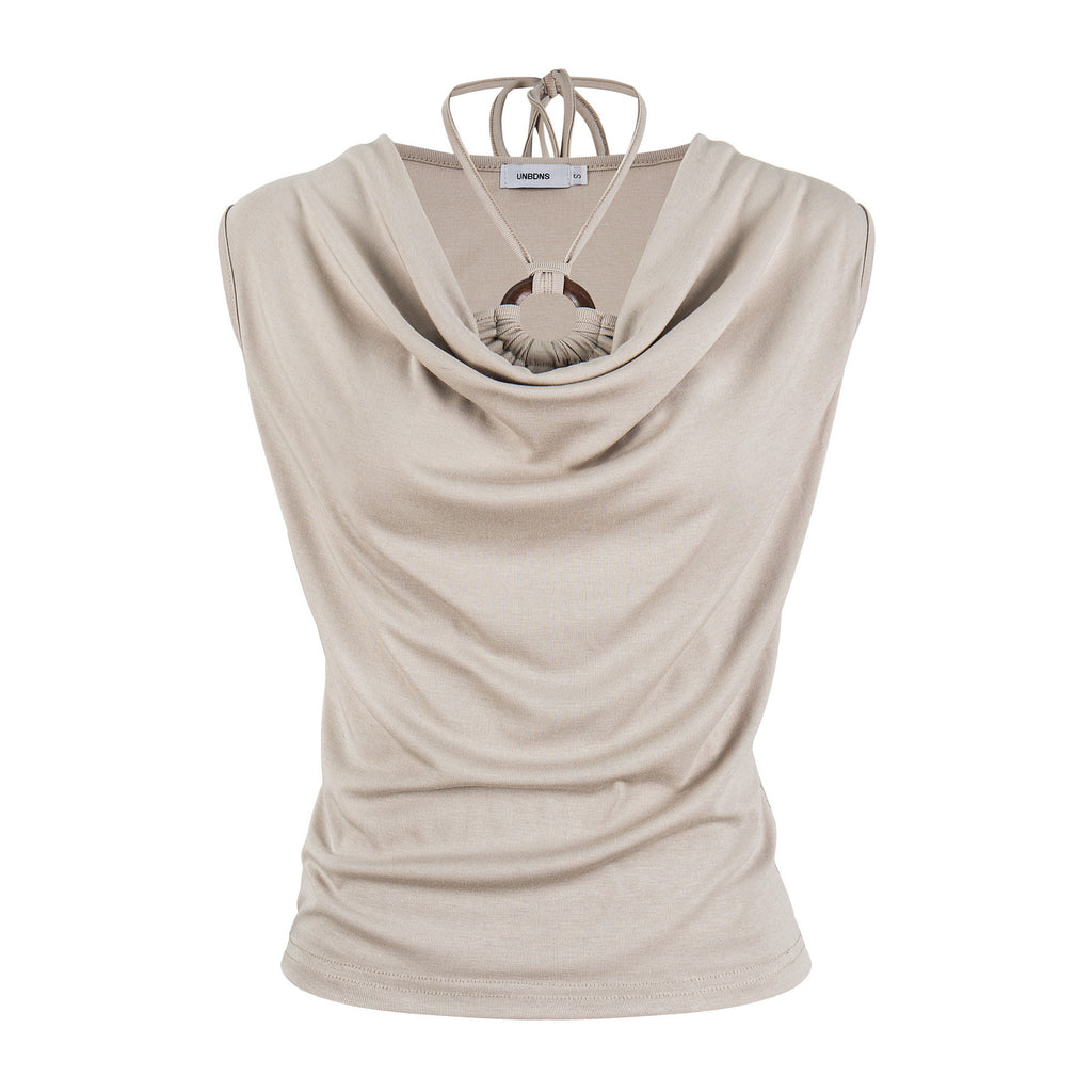 Women's Twisted Knit Detail Fitted V-Neck Casual Short Sleeve Solid Color Minimalist T-Shirt