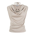 Women's Twisted Knit Detail Fitted V-Neck Casual Short Sleeve Solid Color Minimalist T-Shirt