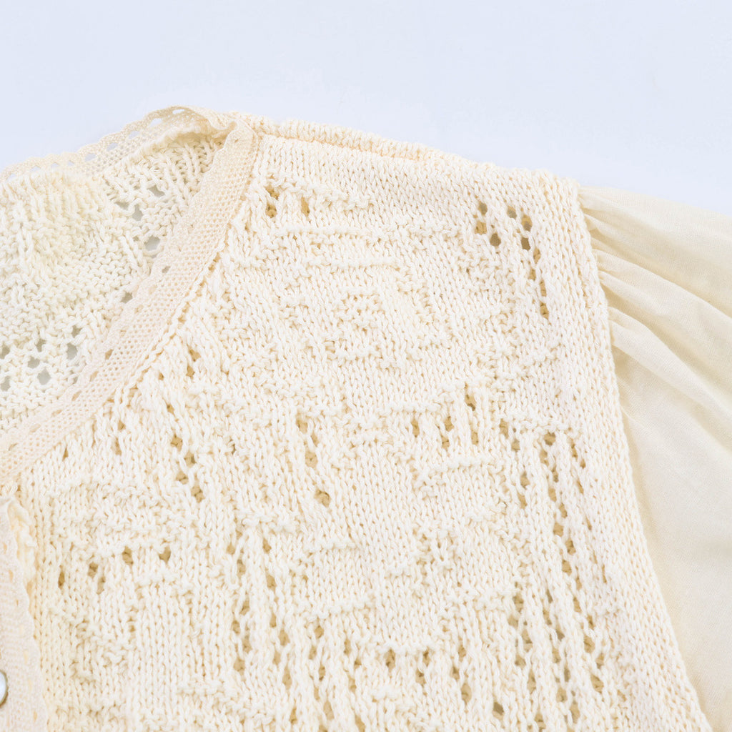 Romantic style patchwork knitted jacket