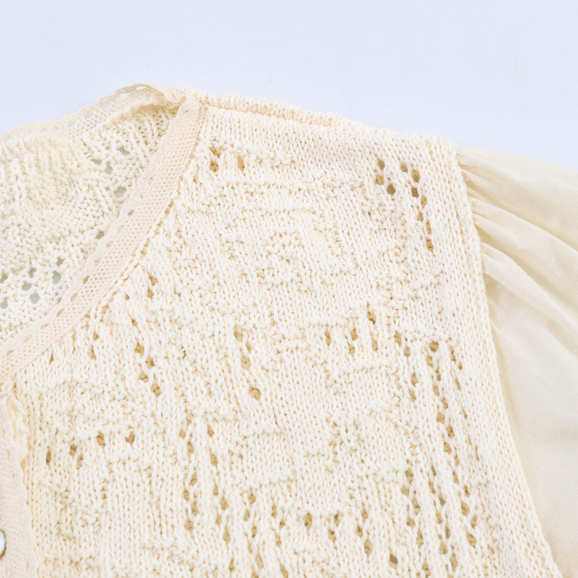 Romantic style patchwork knitted jacket