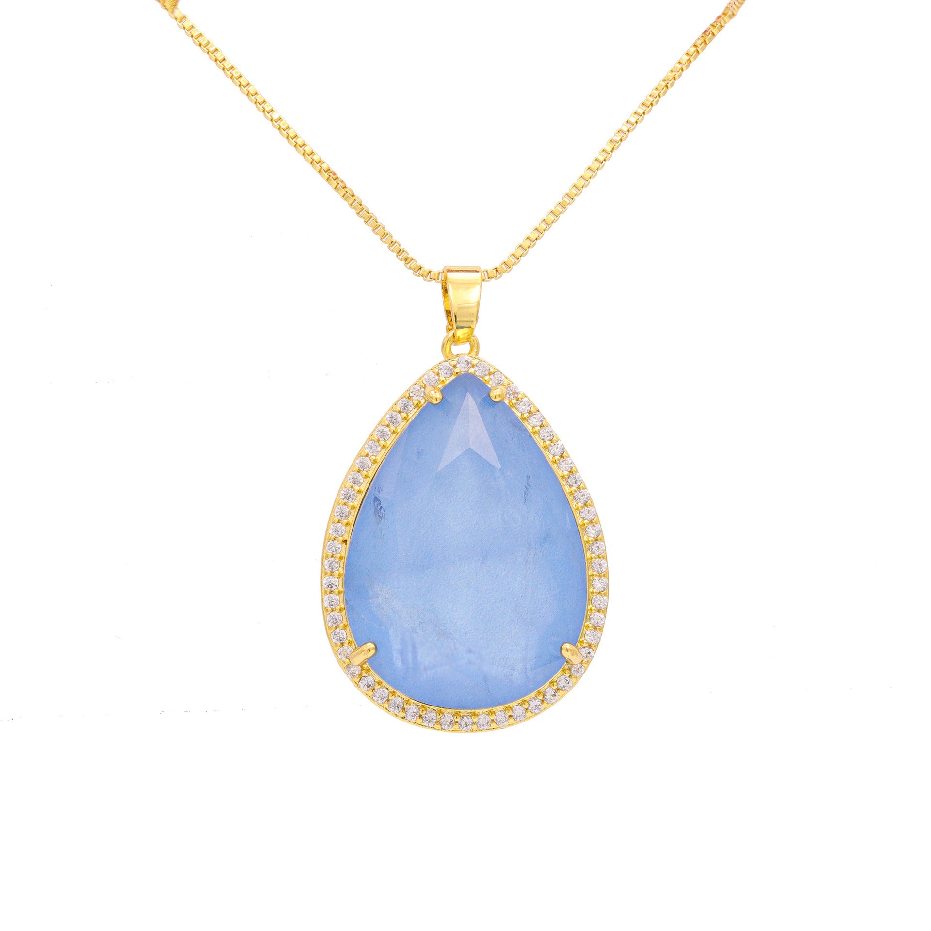 Flower earrings, light luxury and fashionable, drop earrings, sapphire gold-plated necklace set