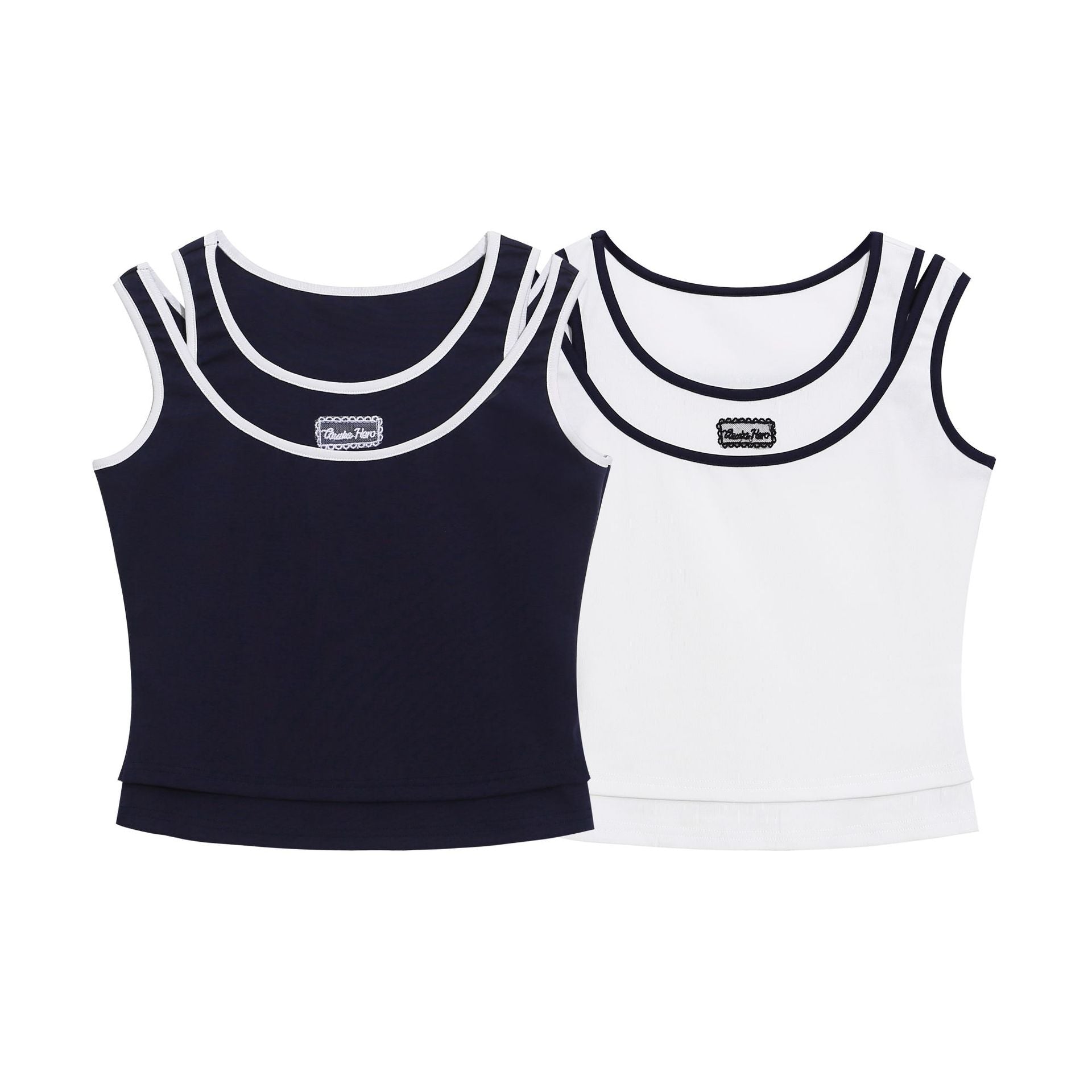 Mock Two-Piece Vest for Women, Double Strap Design, Slim Fit, Short Crop Top