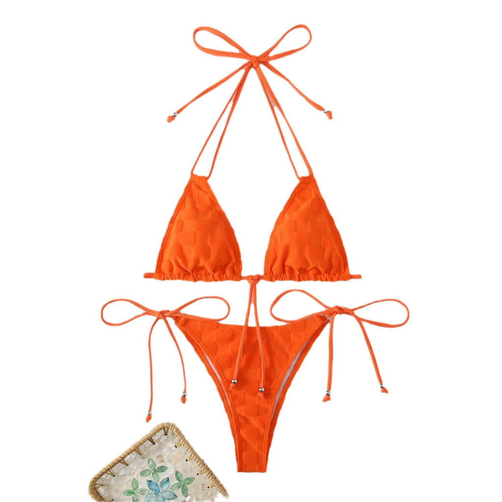 Split strap strap triangle bikini swimsuit