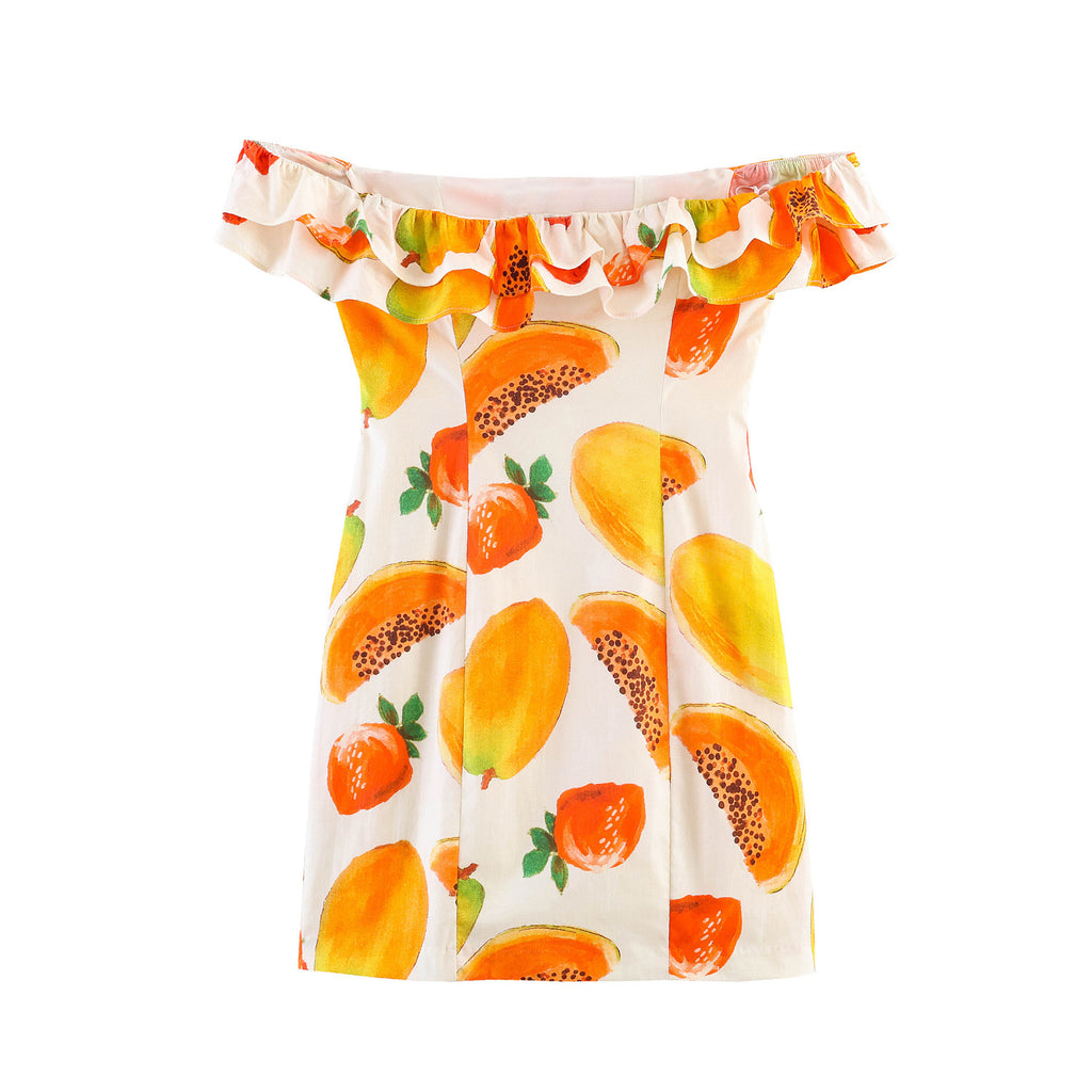 Fruit printed layered decorative dress