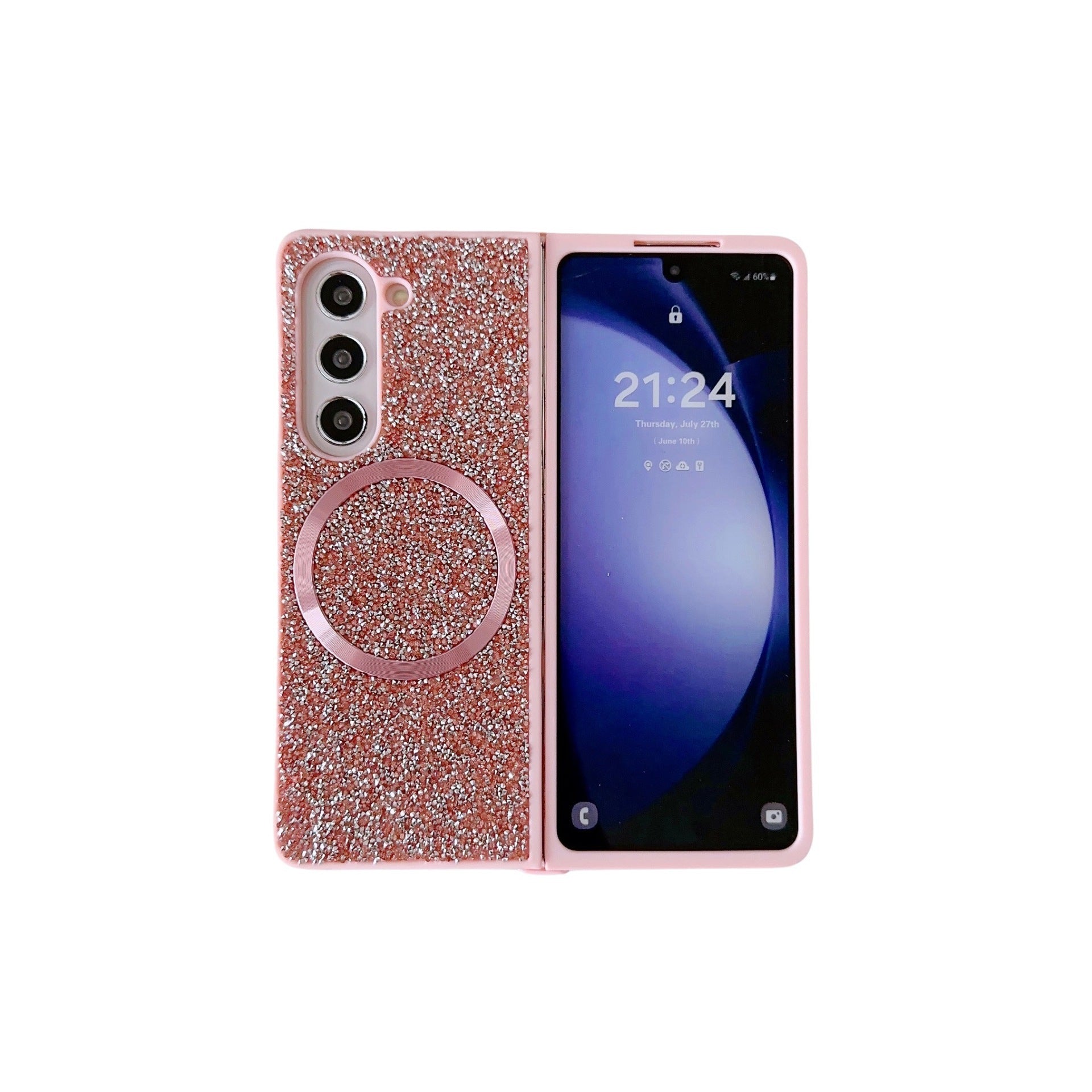 Suitable for Samsung Z Fold 6 Phone Case, Foldable Screen Z Fold 5/W24 Protective Cover, Magnetic Glitter Z Fold 3/4 Case