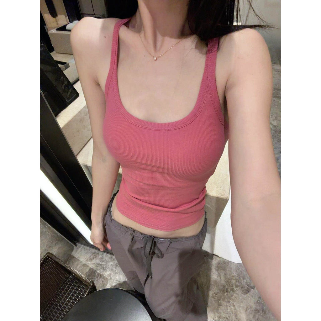 Pink U-neck Strapless Crop Top for Women