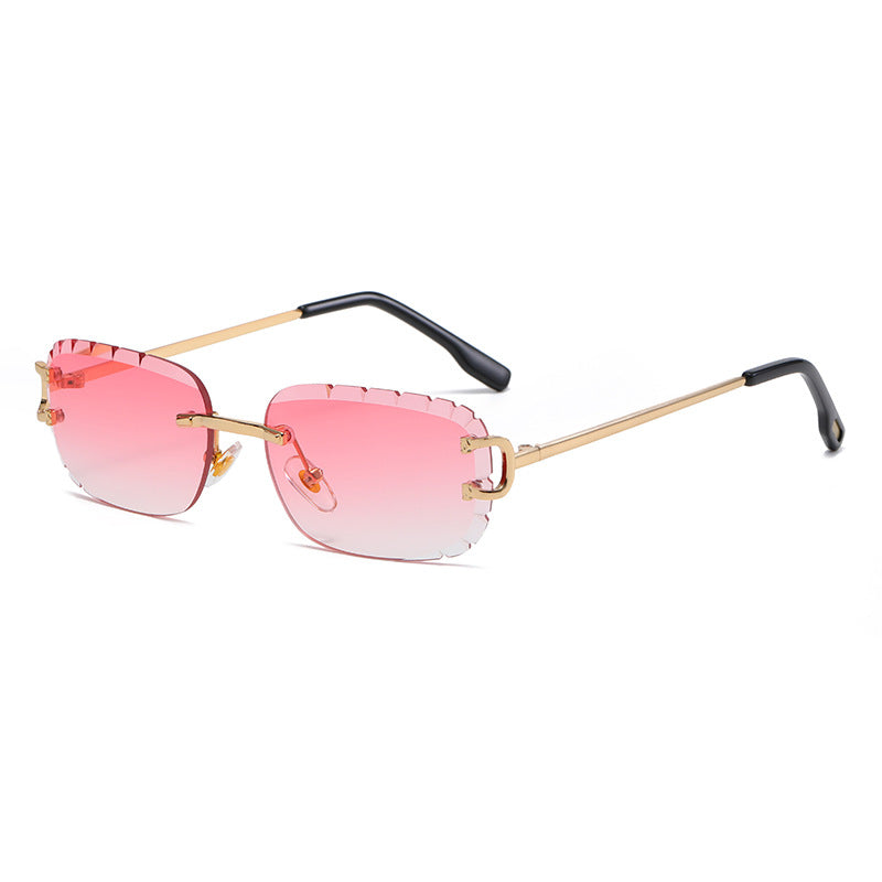 New Cut - Edge Oval Inverted Sunglasses Pattern Rimless Glasses Sunglasses