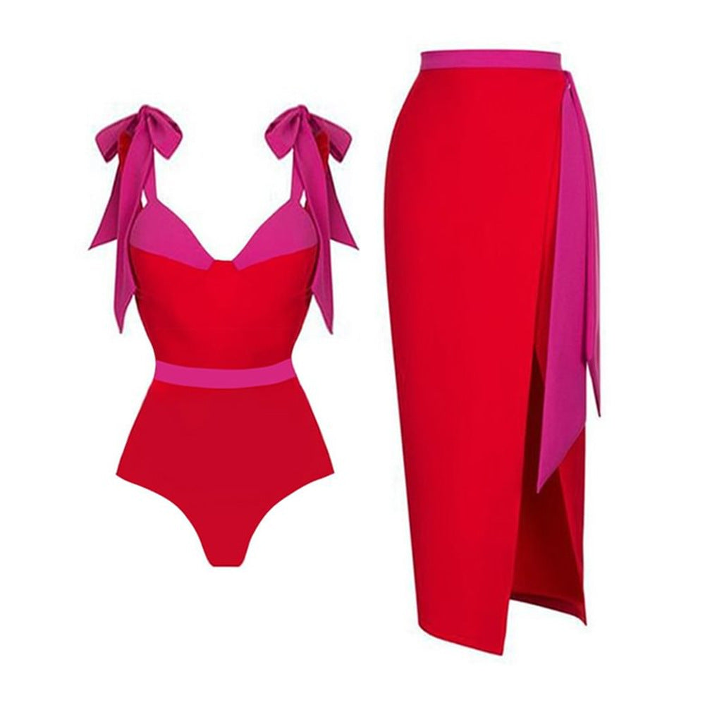 Butterfly Knot Strap One-Piece Swimsuit for Women, Beach Vacation Swimwear
