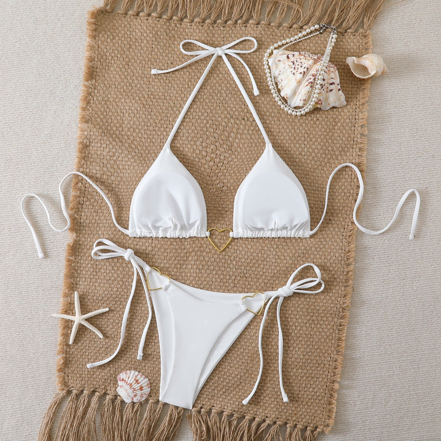 Printed neck hanging suspender bikini