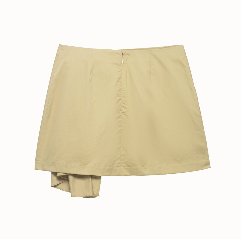 French lace up design twill A-line skirt