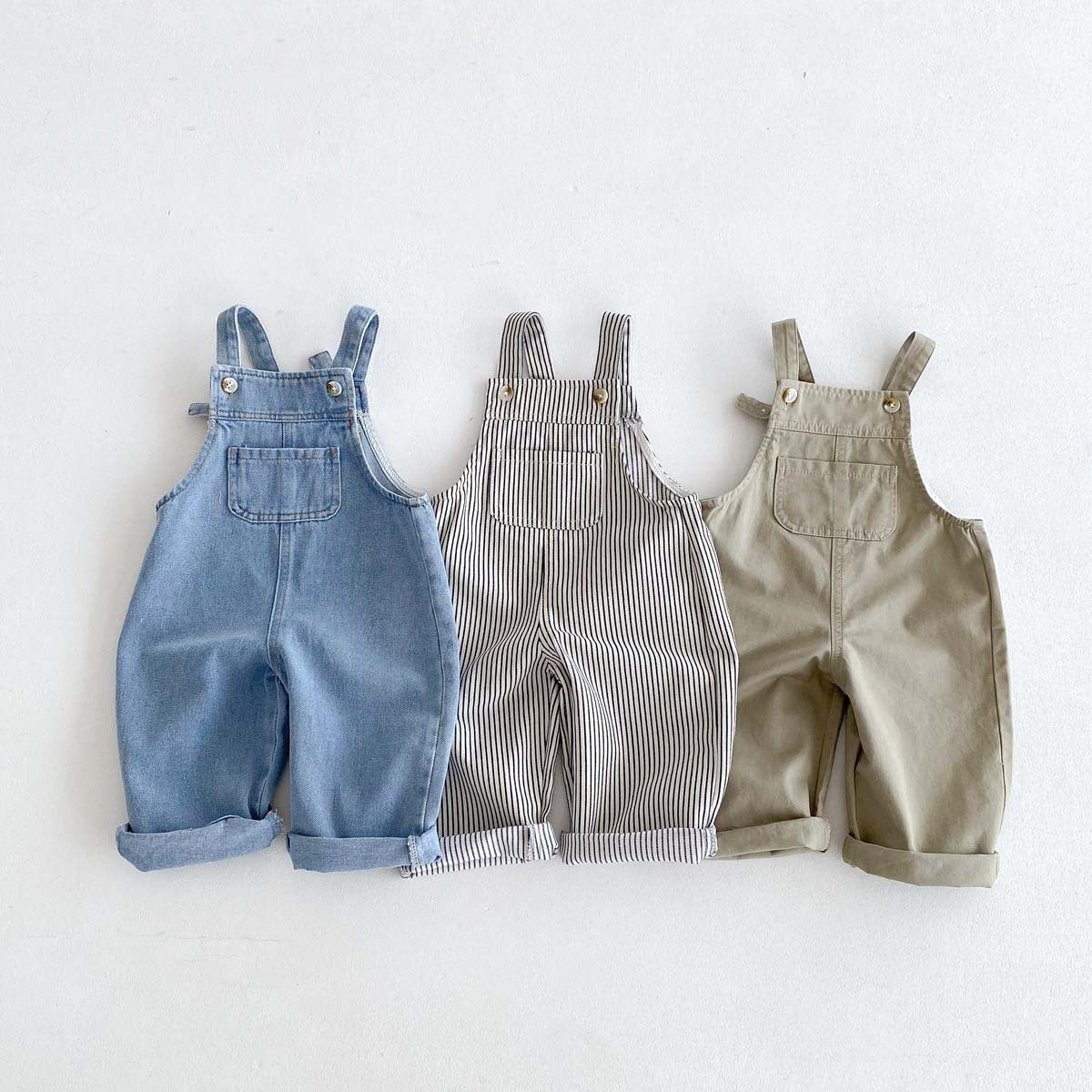 Spring and Autumn  Children's Overalls, Casual Denim Jumpsuit for Toddlers, Fashionable Boys and Girls Pants