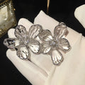 Fashion Crystal Flowers Stud Earrings for Women Trendy Europe Korean Exaggerated Personality Jewelry