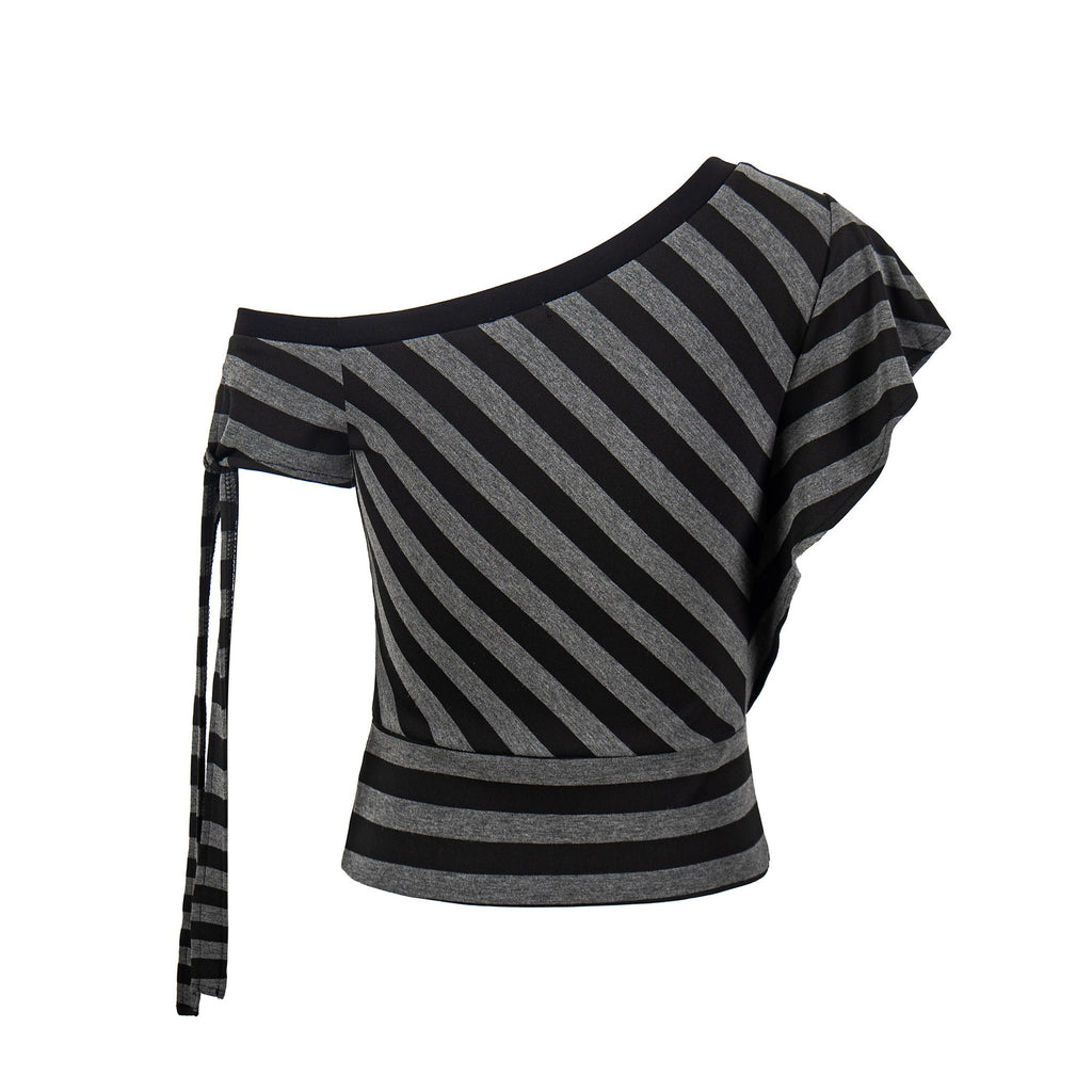 Women's Color-block Loose Round Neck Casual Short Sleeve Letter Print T-shirt