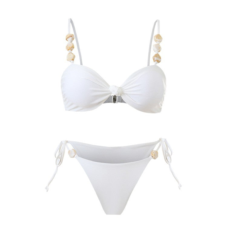 Hanging neck shell bikini