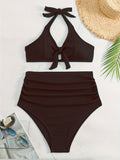 Women's Plus Size Swimwear Solid Color Tummy Coverage