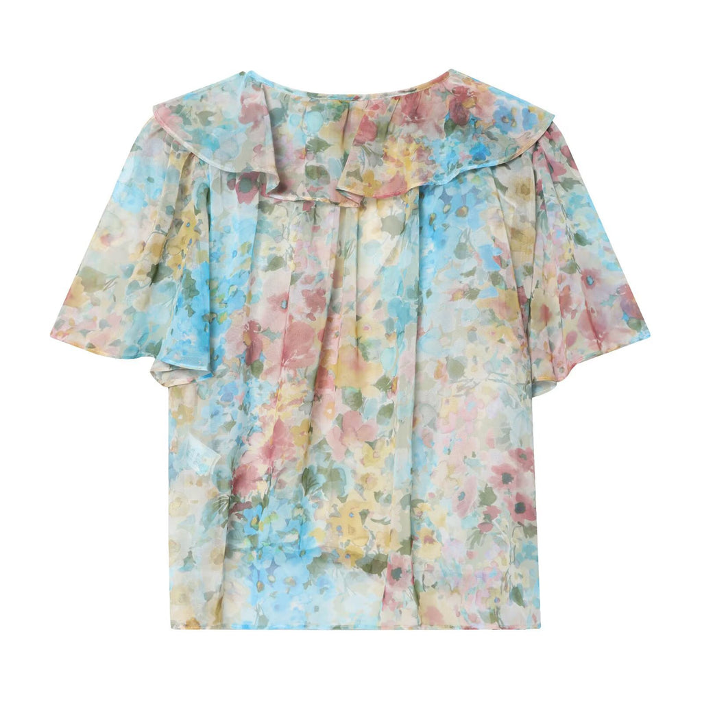 Flower printed layered decorative shirt