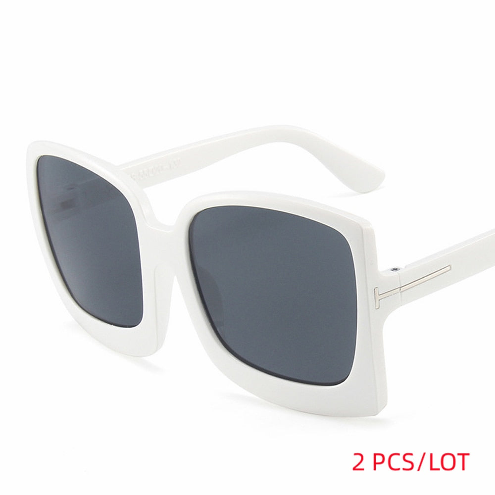 Square Sunglasses Women Vintage Brand Oversize Sun Glasses Black Gradient Female Glasses Men UV400