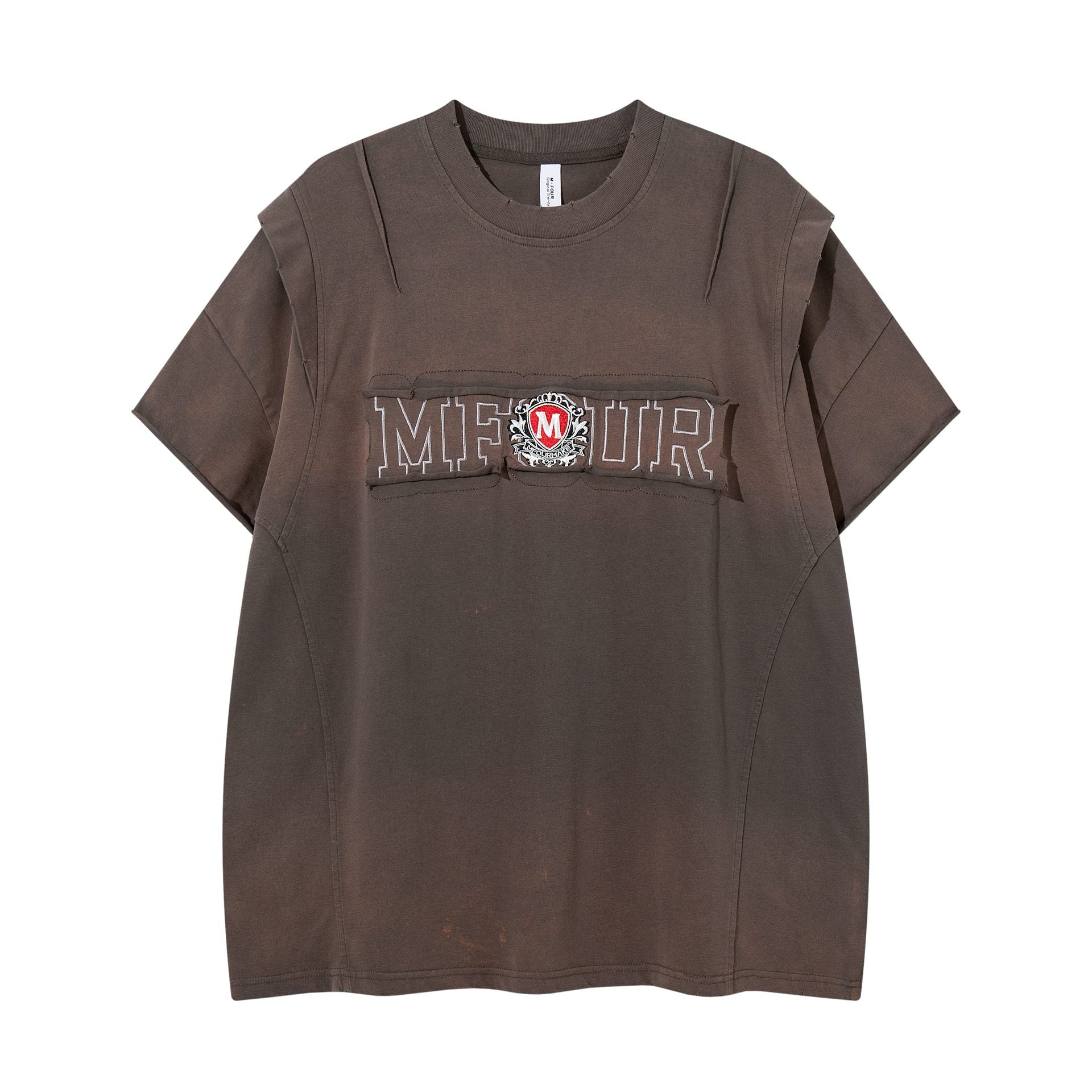 Deconstruction splicing gradient short sleeved shirt