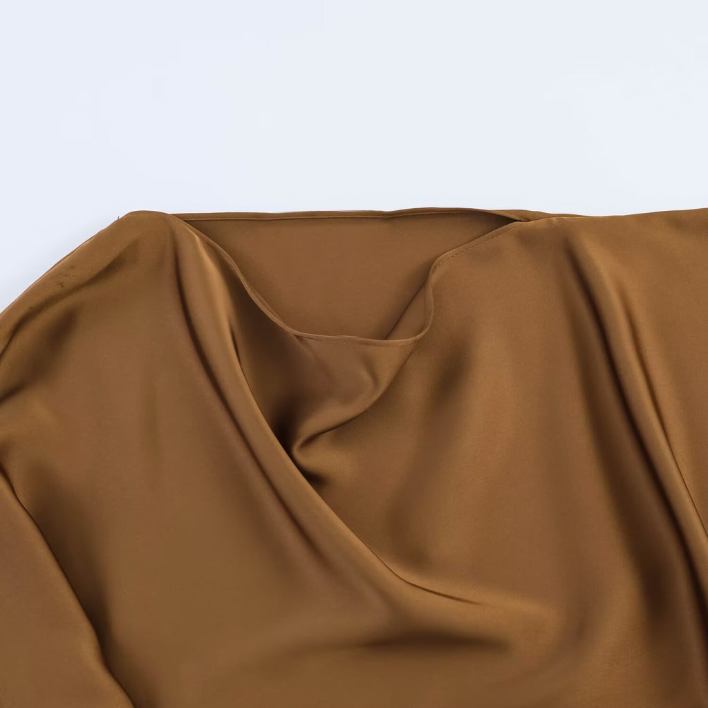 Satin texture layered asymmetric dress