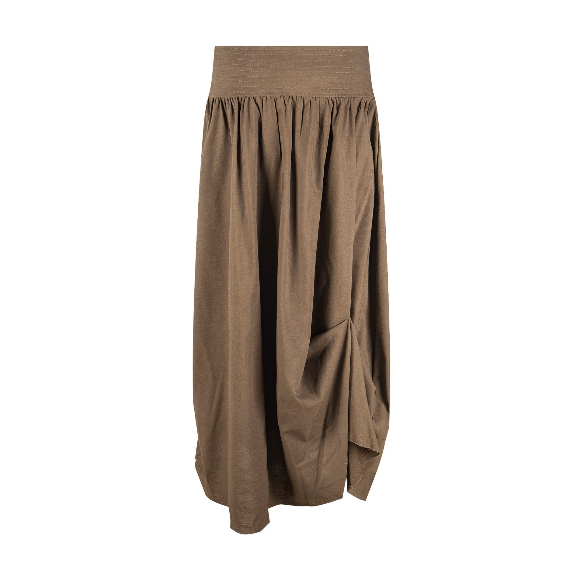 Pleated Irregular Skirt for Women High Waist Elastic Waist Drape Mid-Length Skirt