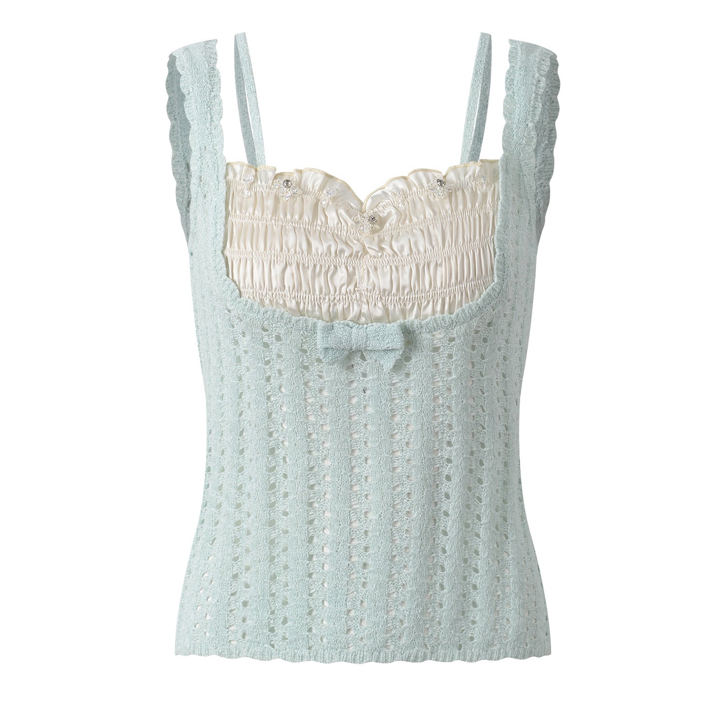 Lace patchwork slim fit camisole top