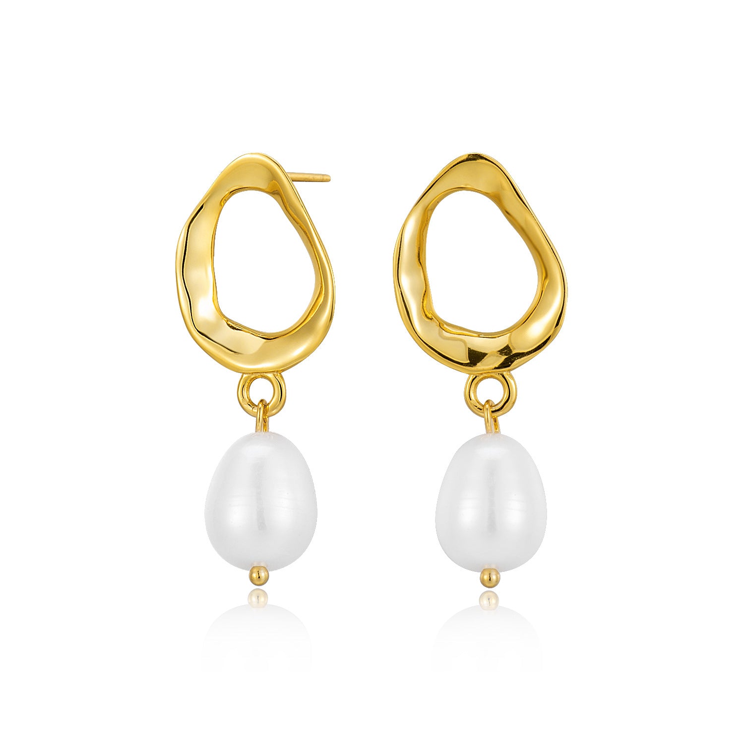 Pearl earrings for women with a cold and cool style irregular geometric retro silver earrings