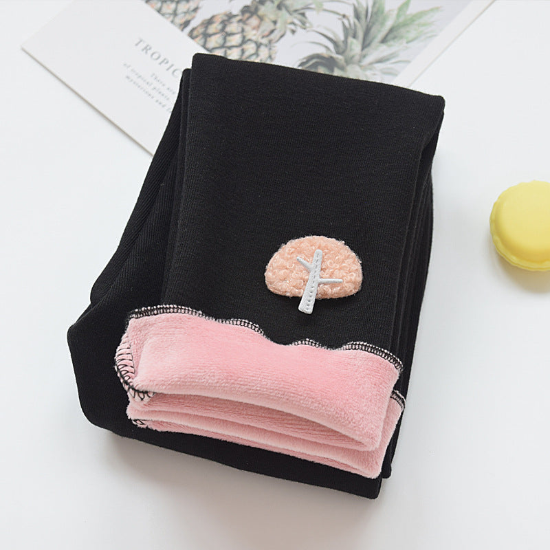Plush girls' leggings