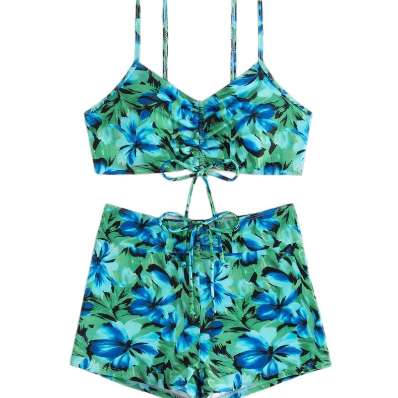 Drawstring Split Swimsuit Bikini