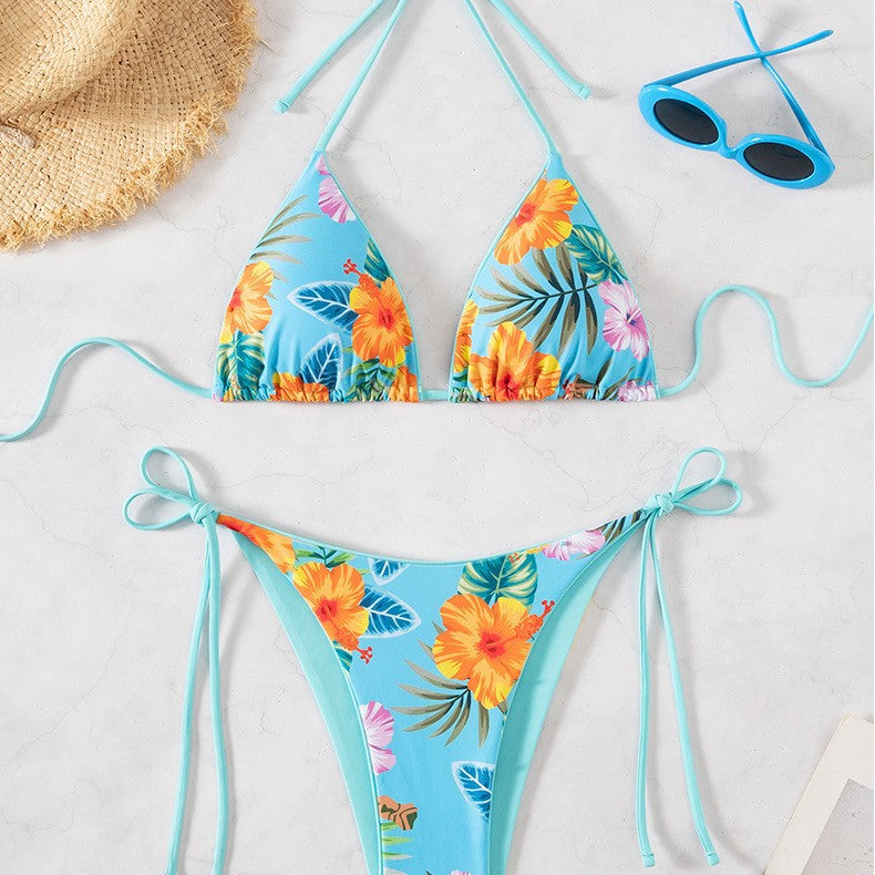 Rainforest printed triangle bikini