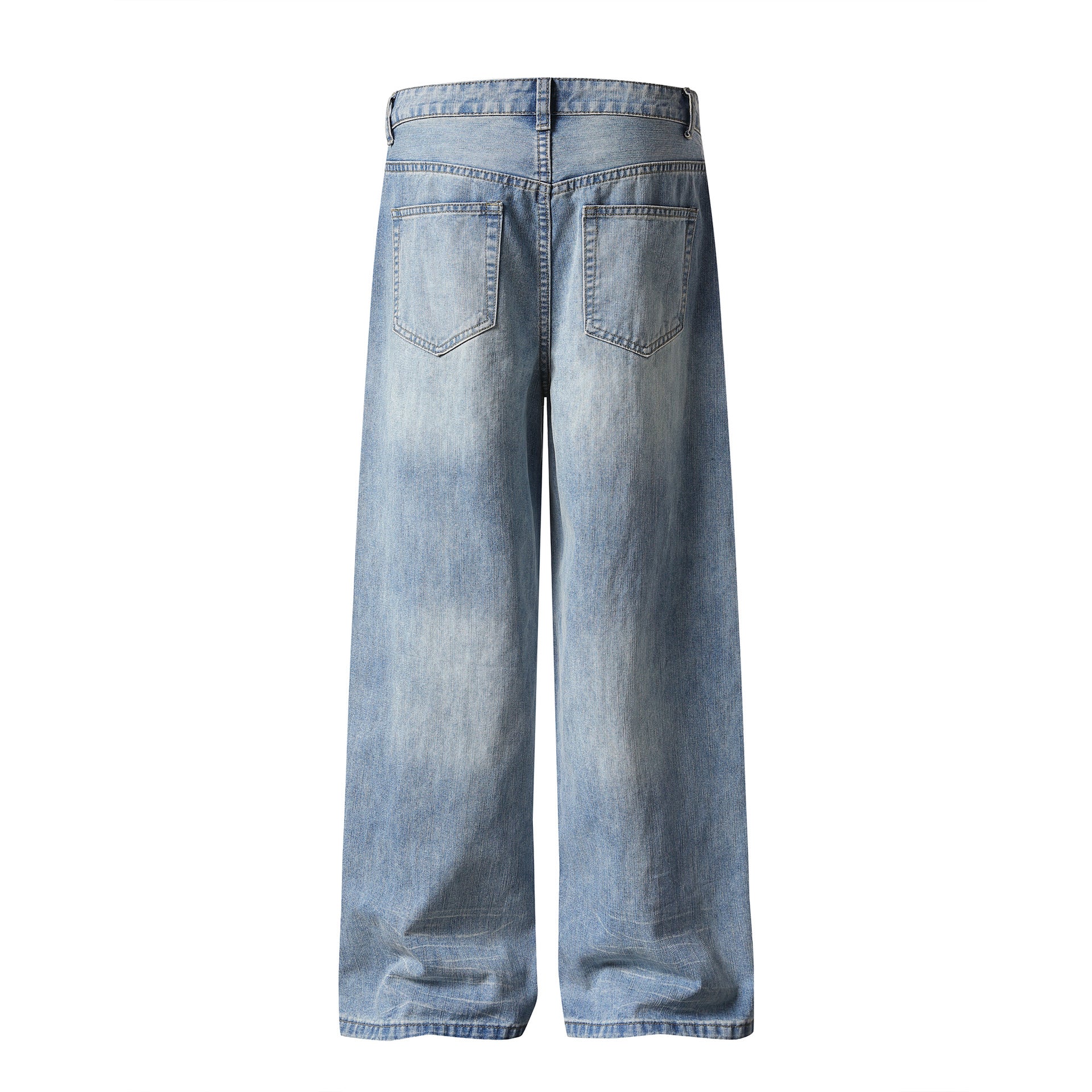 Patchwork Denim Pants Loose Straight-Leg Sweet Girl Style Versatile Long Pants