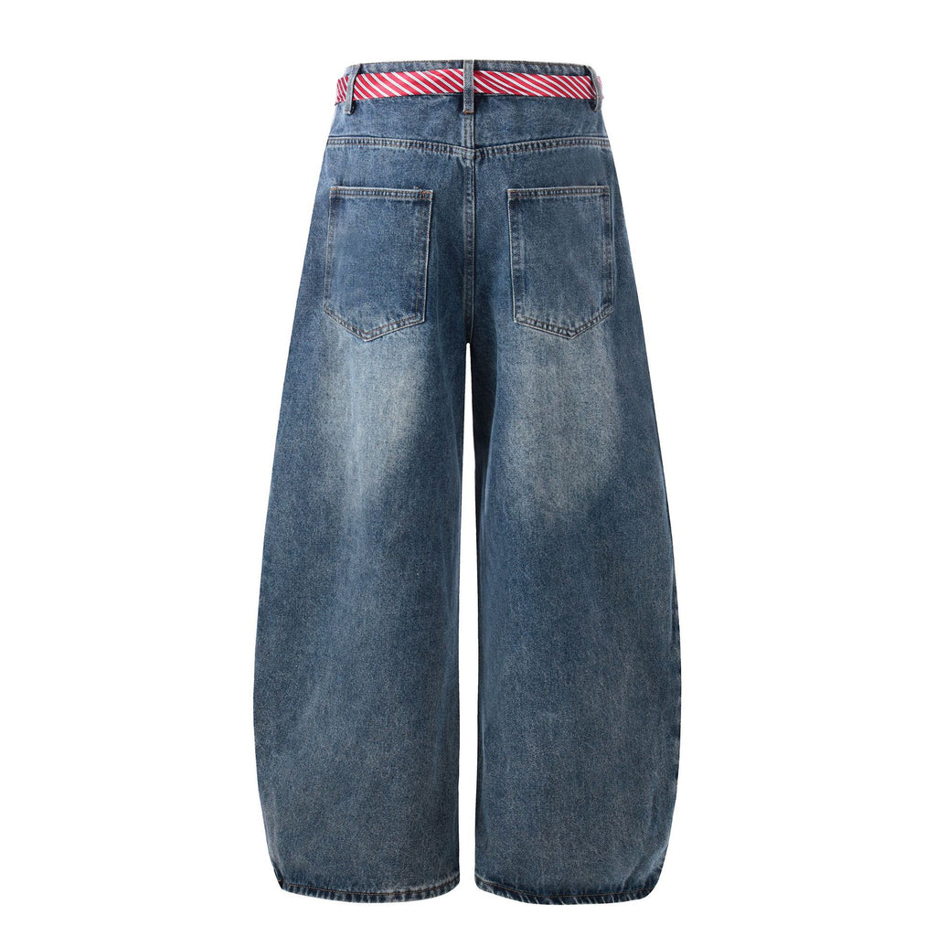 Denim Pants Women High Waist Loose Drape Wide Leg Versatile Slimming Floor Length Knife Pants