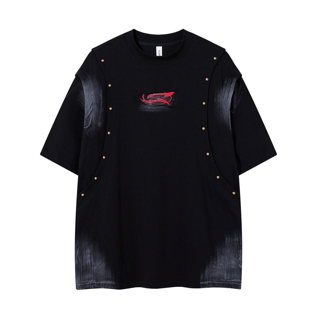 Make vintage rivets with gradient short sleeves