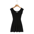 French high elasticity pleated knitted sleeveless dress
