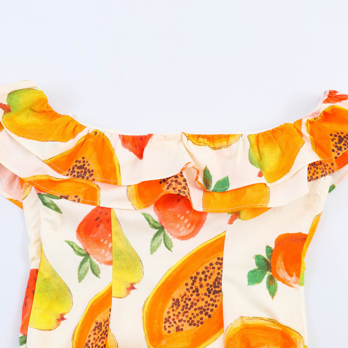Fruit printed layered decorative dress
