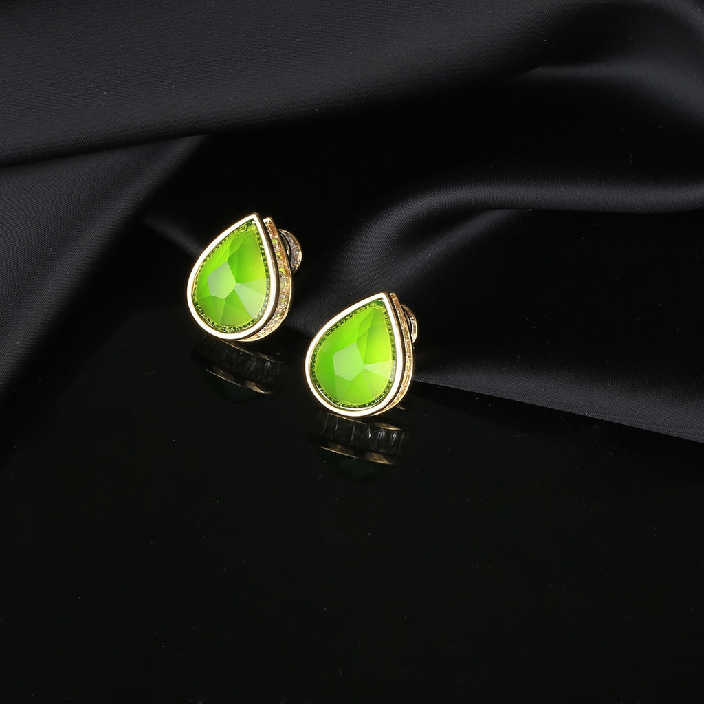 Micro inlaid water droplet zircon earrings for women plated with 18k gold