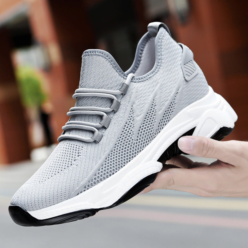 Tie-up Height-Increasing Shoes for Men, Breathable Mesh Casual Dad Shoes