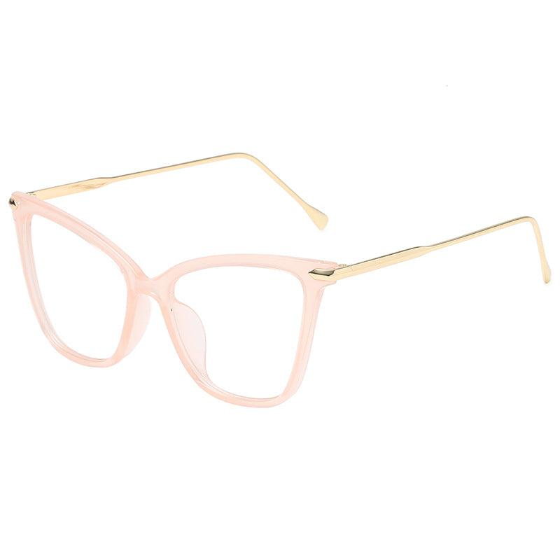 New Ladies Large Frame Cat Eye Flat Glasses Fashion Trend Round Face Glasses