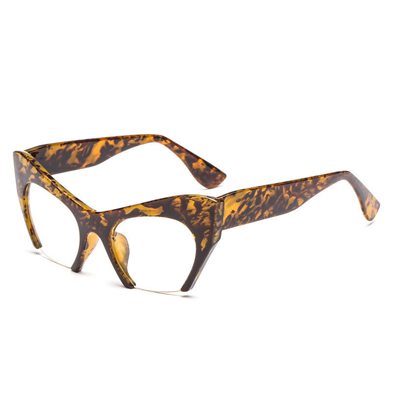 New Film Female Glasses Frame Half-Frame Cat Eye Personality Frame